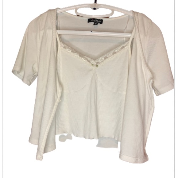 MIXED THREADS White Cardigan w/ attached Tank Top - Picture 8 of 9